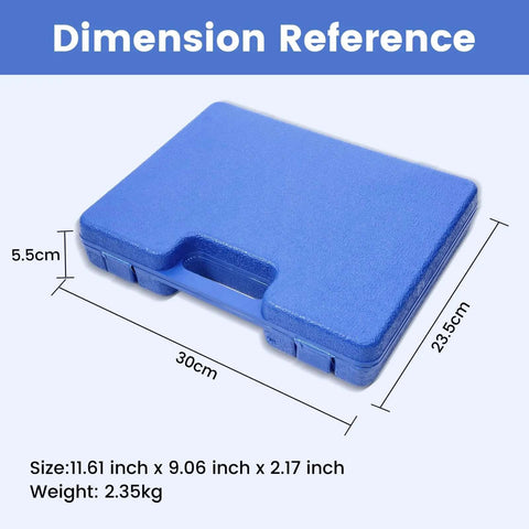 POPTOOL 17-piece cemented carbide drill bit and chisel set in blue storage case with handle (front view)