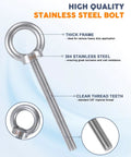 Workhorse Stainless Steel Eye Bolts 3/8-16 Threaded 4 Inch Shank, 5.6 Inch Total Length, 1 Inch Ring Eye, 200 Lbs WLL, Imperial, 4 Pack Includes Bonus Drill Bit