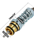 Unloader valve kit for high-pressure washer pumps; chrome-plated body with brass components and O-rings, side view