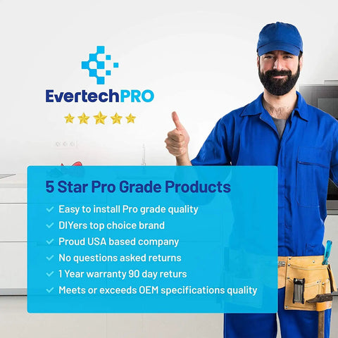 EvertechPRO technician in blue uniform, promoting Replacement Oven Igniter Round Lead Thirteen And A Half Inch For GE XL44