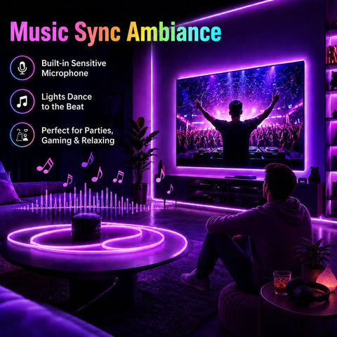 RGB Neon Rope Lights Sixteen Point Four Feet With 360 LEDs 24V Side Emitting LED Strip Lights App And Remote Control Music Sync