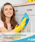 Woman cleaning cabinet with the Grime Busting Ultra Soft 50 Pack Microfiber Cloths For Cars, Home And Kitchen, blue cloth