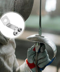 Fencer holding epee featuring Replacement Epee Socket For Fencing Training Gear Stable Metal Socket For Epee Practice