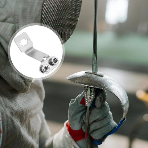 Fencer holding epee featuring Replacement Epee Socket For Fencing Training Gear Stable Metal Socket For Epee Practice