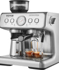 Solid Semi Automatic Espresso Machine With Built In Grinder And Large Hopper pulls crisp shots into double espresso cups.