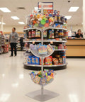 3 Tier Bowl Organizer Floor Standing Display Rack With Flat Base, Mobile Merch Stand For Retail, Clear Polycarbonate Bowls
