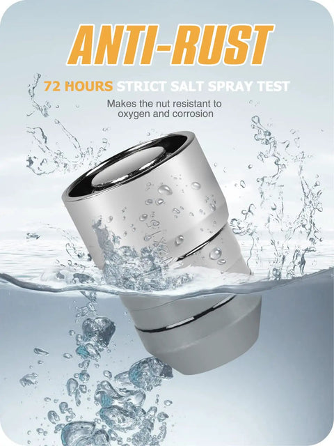 M14x1.5 Wheel Locking Lug Nuts Set Of 6 Conical 60 Degree Seat 1.5 Inch Length submerged in water illustrating anti-rust feature.