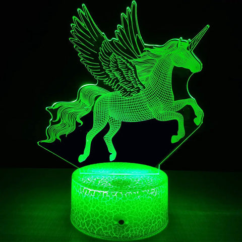Unicorn Night Light Lamp With 16 Colors, Touch And Remote Control, glowing in green LED, kid friendly decor for girls aged 2 to 9