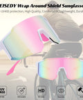 Unisex Sports Sunglasses For Men Women And Teens With UV400 Protection Wraparound Wide View One Piece Frame Built For Baseball Biking