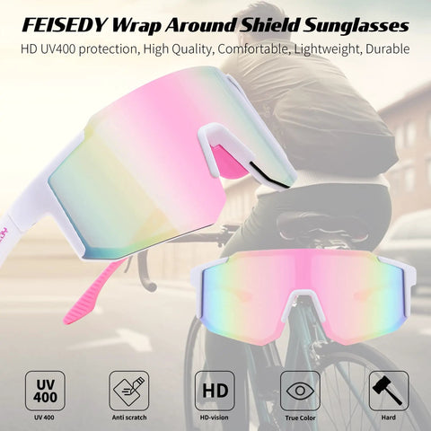 Unisex Sports Sunglasses For Men Women And Teens With UV400 Protection Wraparound Wide View One Piece Frame Built For Baseball Biking