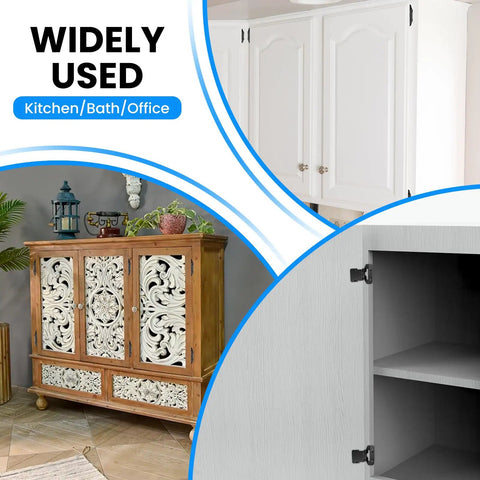 Top Tier 4 Pack Overlay Cabinet Door Hinges Slick Matte Black Finish With Self Closing Build for kitchen and bath cabinets.