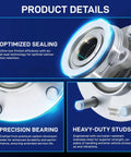 Front Wheel Hub and Bearing Assembly Replacement for Front Left Or Right 5 Lug ABS with 4 Hole Flange, product details view