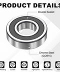 6208-2RS Deep Groove Ball Bearing 40x80x18 mm showing double sealed chrome steel design for industrial and DIY use