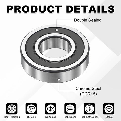 6208-2RS Deep Groove Ball Bearing 40x80x18 mm showing double sealed chrome steel design for industrial and DIY use