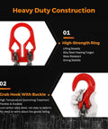 BEAMNOVA lifting chains with adjuster hooks, red 5/16 in x 10 ft heavy-duty chain sling