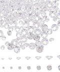 Loose CZ Diamond Stones Kit 2400 Clear Cubic Zirconia Rhinestones In 8 Sizes From 0.8mm To 2.5mm Glass Pointed-Back Faceted Cabochons