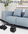 Heavy Duty 29 Inch Furniture Lifter Tool With Lengthening Metal Rods And Stackable Raise Blocks used to lift a couch.
