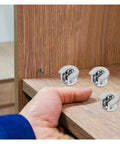 Cam Lock Pins Kit 10 Pcs Furniture Connecting Brackets for Cabinets and Wardrobes in use on wooden shelf
