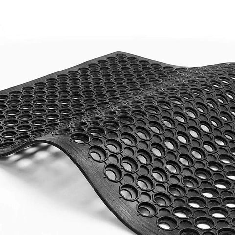 Close-up of Anti Fatigue Drainage Rubber Floor Mat Roll 83 By 36 Inch Non Slip Heavy Duty For Kitchen Bar Restaurant Wet Areas With Holes