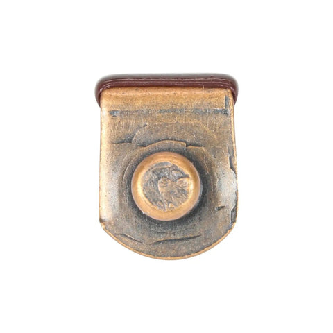 25 Pack Hella Sturdy L Shaped Cabinet Shelf Pins And Glass Support Brackets For Closet Storage Featuring Super Slick Vinyl Tipped Ends In A Sweet Antique Copper Finish For Flawless Diy Builds. Close-up view of an L shaped bracket with antique copper finish.