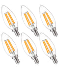 6 pack of 100W Equivalent LED Candelabra Bulbs, B11 E12, 800 Lumens Dimmable, 2700K Soft White, for chandeliers
