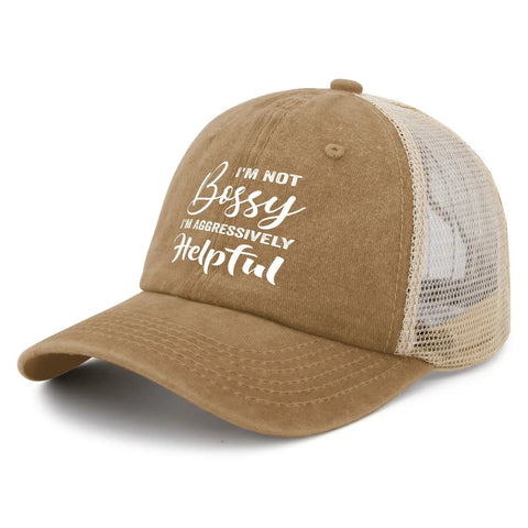 Im Not Bossy Im Aggressively Helpful Lightweight Trucker Cap For Men Plain Minimalist Baseball Hat Pigment Khaki