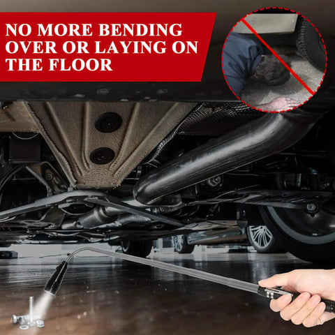 Magnetic Pickup Tool With LED Light Telescoping Magnet for mechanics retrieving screws under a vehicle without bending over.