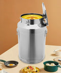 Built Tough Stainless Steel Food Storage Container With Airtight Silicone Seals And Secure Locking Clamps For Kitchen Pantry Organization And Keeping Rice Grains Fresh 12 Liter displayed with lid open.