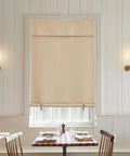 Sidelight Blackout Curtains For Doors Farmhouse Self Stick Window Blinds No Rod Needed Light Blocking Insulating Curtain For Baby Nursery And Kitchen W36 X L72 Inches 1 Piece Biscotti Beige installed in a dining area.