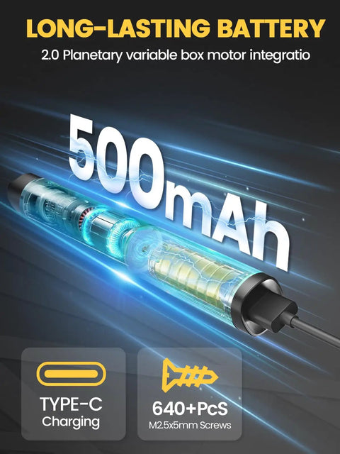Mini Electric Screwdriver Set With 60 Precision Bits And Four Torque Settings Magnetic Case Repair Tool Kit 500mAh battery image