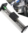 Beefy Precision Ball Screw Linear Stage With 150mm Stroke Aluminum Construction For Smooth CNC Motion And Easy Automation NEMA 23 Ready Industrial Grade Linear Slide Table, angled view
