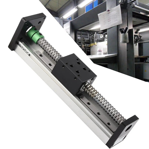 Beefy Precision Ball Screw Linear Stage With 150mm Stroke Aluminum Construction For Smooth CNC Motion And Easy Automation NEMA 23 Ready Industrial Grade Linear Slide Table, angled view