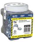 Container of ProConnex 1902 EMT One Hole Strap Three Quarter Inch 50 Pack Gray Easy Snap On Installation