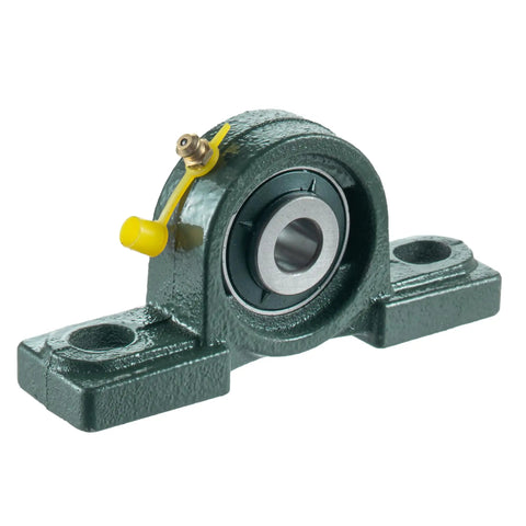 Beefy Pillow Block Bearing One Half Inch Shaft Bore With Solid Cast Iron Base Self Aligning Two Pack Pre Lubricated Industrial