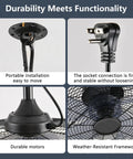 Outdoor Ceiling Fan With Light For Patios And Pergolas 20 Inch Gazebo Style Plug In Ceiling Fan With Remote Control Hanging Hook Black Finish