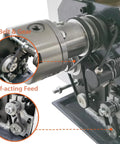 Badass Mini Metal Lathe 8 Inch Swing By 31.5 Inch Center Distance showing belt and gear mechanism details for precision machining.