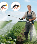 Man using Six Nozzles Metal Boom Wand Sprayer With Five Tip Types And Beefy Ultra Durable Metal Rods for farm spraying