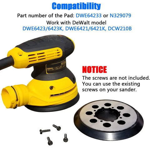 5 Inch Hook And Loop Sander Pad Replacement Direct Fit For DWE6423 DWE6423K DWE6421 DWE6421K DCW210B Random Orbital Sander With Easy Screw On Install For Precision Sanding And Quick DIY Projects