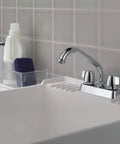 2-Handle Centerset Utility Sink Faucet In Chrome, Built Tough With Durable Finish, Fits 2-Hole Or 3-Hole Install, in laundry room