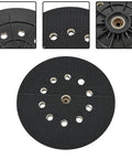 9 Inch 10 Hole Drywall Sanding Pad Quick Swap Hook And Loop Backing Plate showing rubber surface and holes for dust extraction.