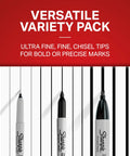 Badass Permanent Marker Variety Pack with Chisel Fine and Ultra-Fine Tips in Jet Black showcasing tips for versatile marking.