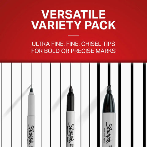 Badass Permanent Marker Variety Pack with Chisel Fine and Ultra-Fine Tips in Jet Black showcasing tips for versatile marking.