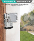Beefy Keyed Alike Nickel Plated Padlocks Set of 12 on shed, heavy duty locks for storage units, sheds, garages and fences