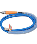 Lightweight Pneumatic Grinding Pen Straight Handle with blue hose, designed for engraving, chamfering, and polishing.