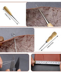 Heavy Duty Upholstery Sewing Kit 38 Piece For DIYers Carpet Canvas And Furniture Repair With awl, scissors, and tape measure
