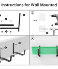 Assembly instructions for Six Pack Deck Railing Adjustable Planter Box Brackets From 6 To Twelve Point Five Inches on wall.