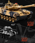 Rad 1/24 Scale RC Battle Tank With 2.4GHz Infrared Control, 330 Degree Turret Rotation, Smoke, and Sound Effects shown with size comparison