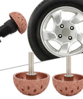 Two Pack Tire Buffer Wheel Set With Tungsten Alloy Bowl Type Grinding Heads 6mm Shank shown near car tire