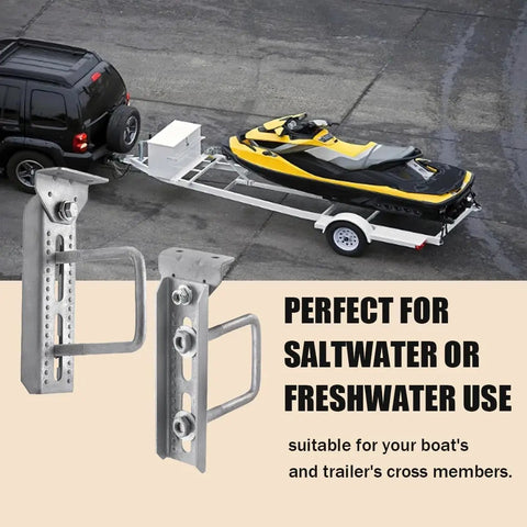 Heavy Duty Boat Trailer Bunk Brackets Kit With Galvanized Swivel Top Bunks For 3x3, 2x3, And 1.5x3 Crossmembers, Four Piece Bracket Kit With Square U Bolts And Hardware Set For Secure Hull Support