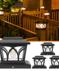 Solar Post Cap Lights For 4x4 And 6x6 Posts, Waterproof Outdoor Fence Caps With Filament LED, Two Brightness Levels, 4 Pack